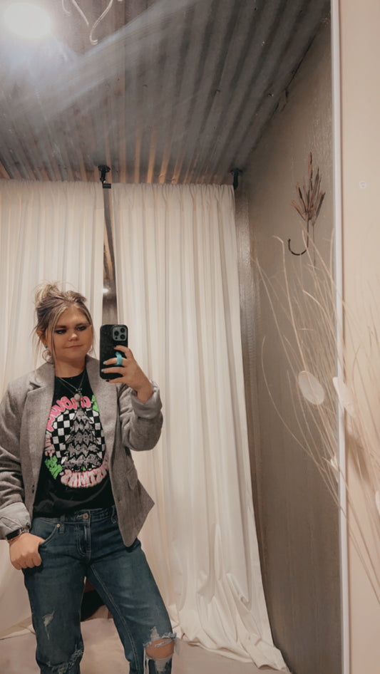 Rocking around the Christmas Checkered tee