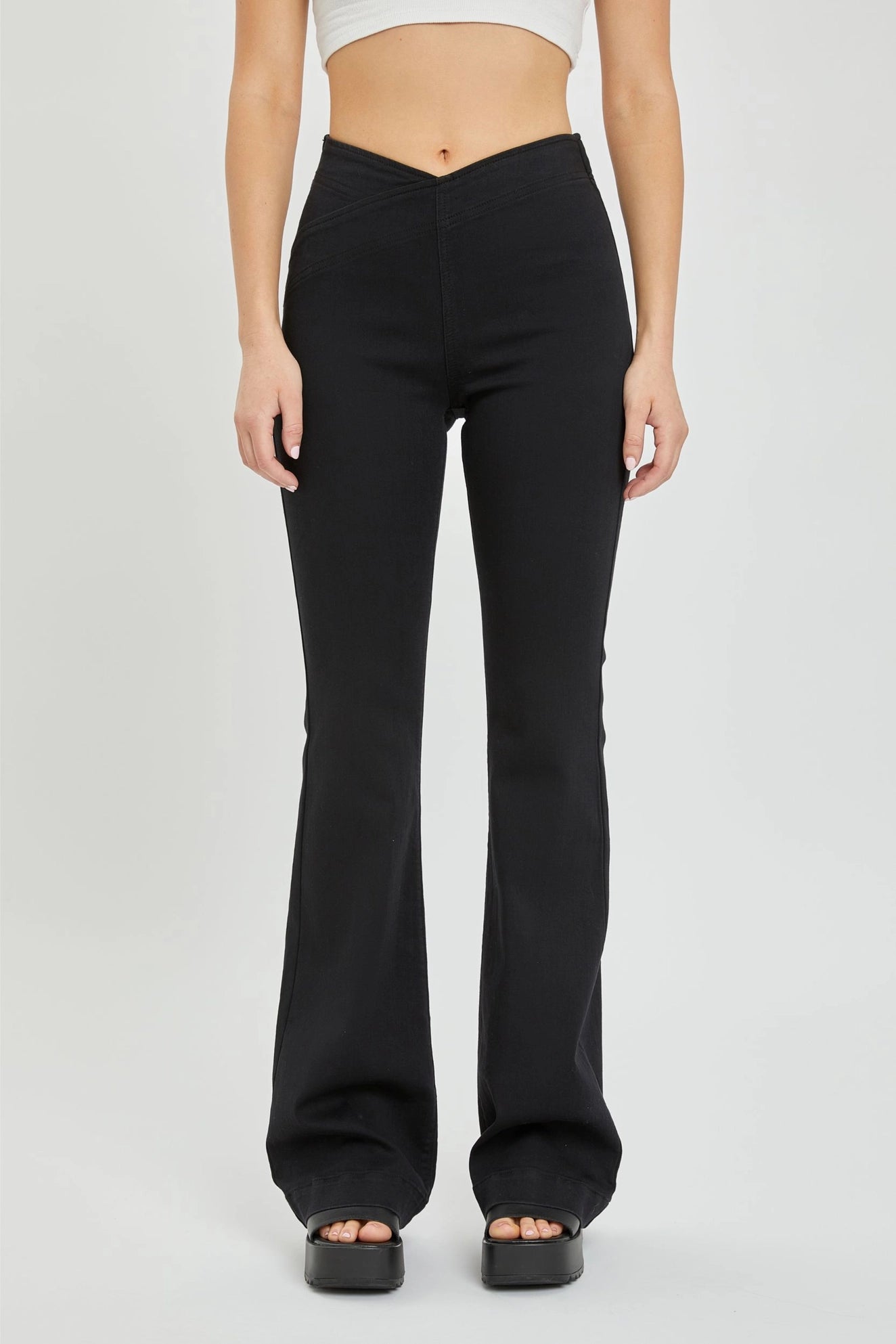 Overlapped Waist Band Pull On Flare cello jeans