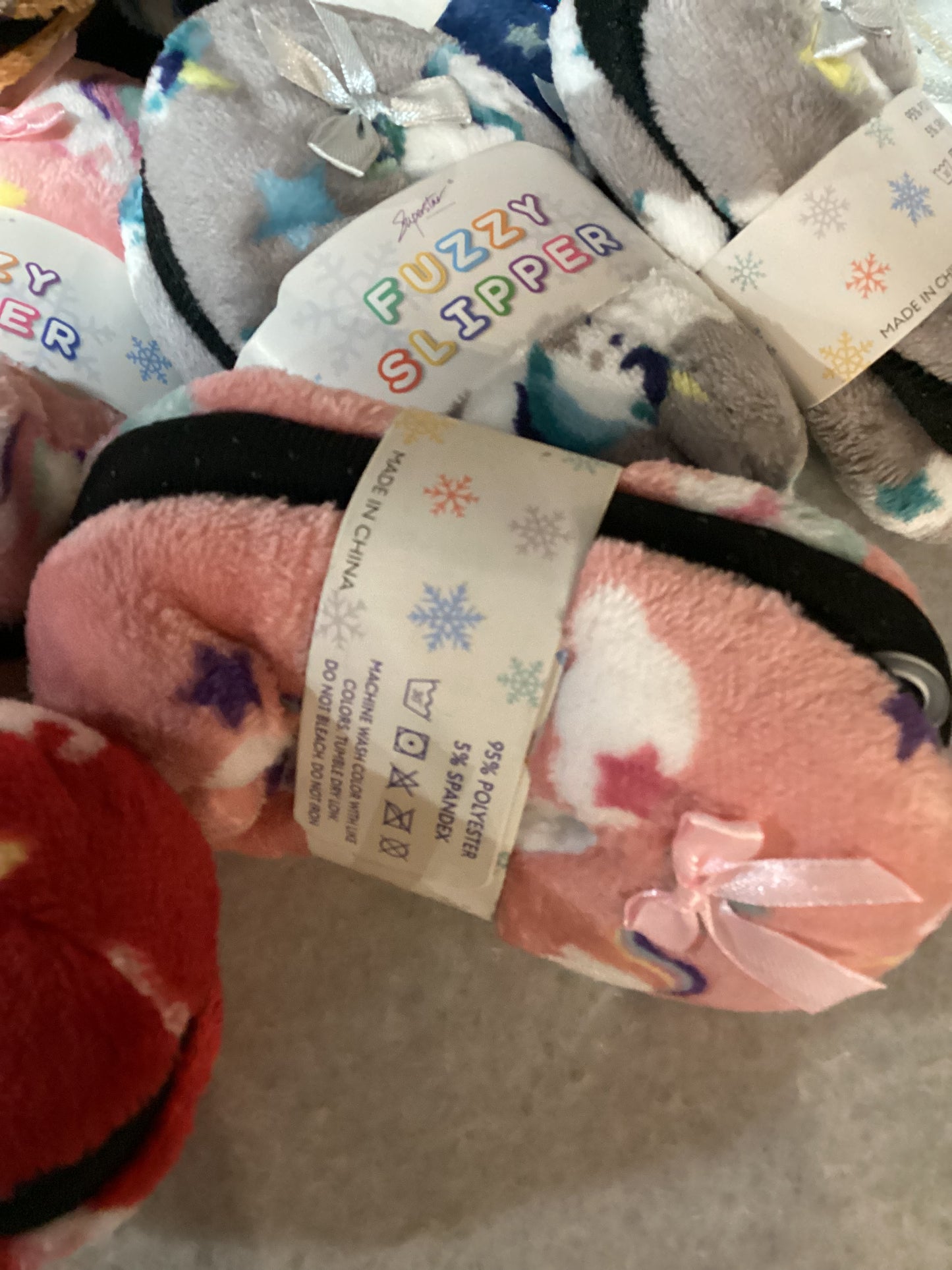 Fuzzy Kids Unicorn Slippers