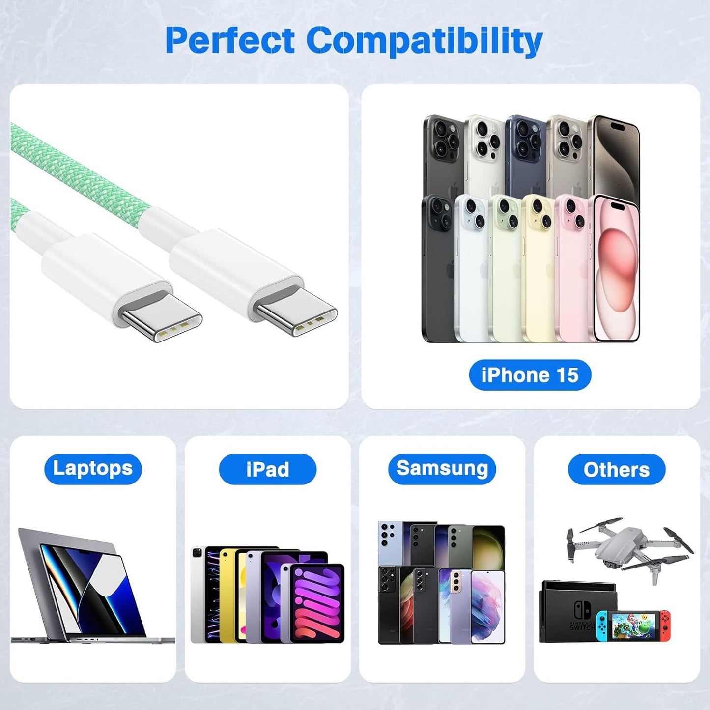 6-Feet Type-C Fast Charging Braided Cable (Usb-C To Usb-C)