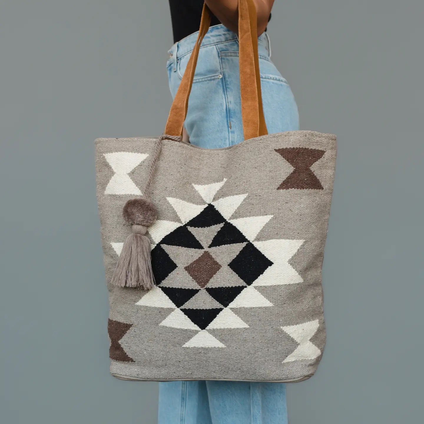 Panache Taupe, Cream, Brown & Black Western Tote