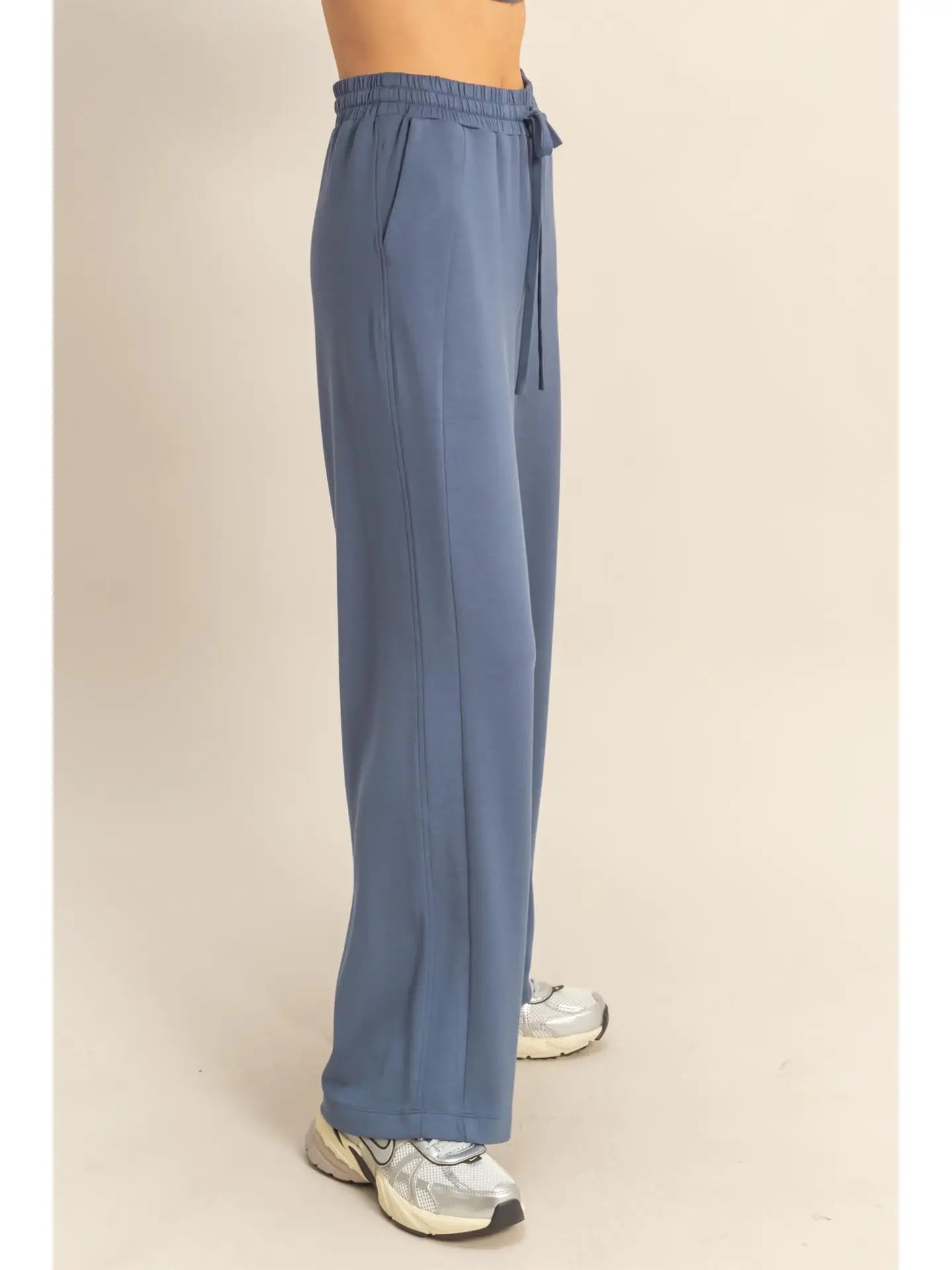 Scuba High-Waist Wide-Leg Drawstring Sweatpants