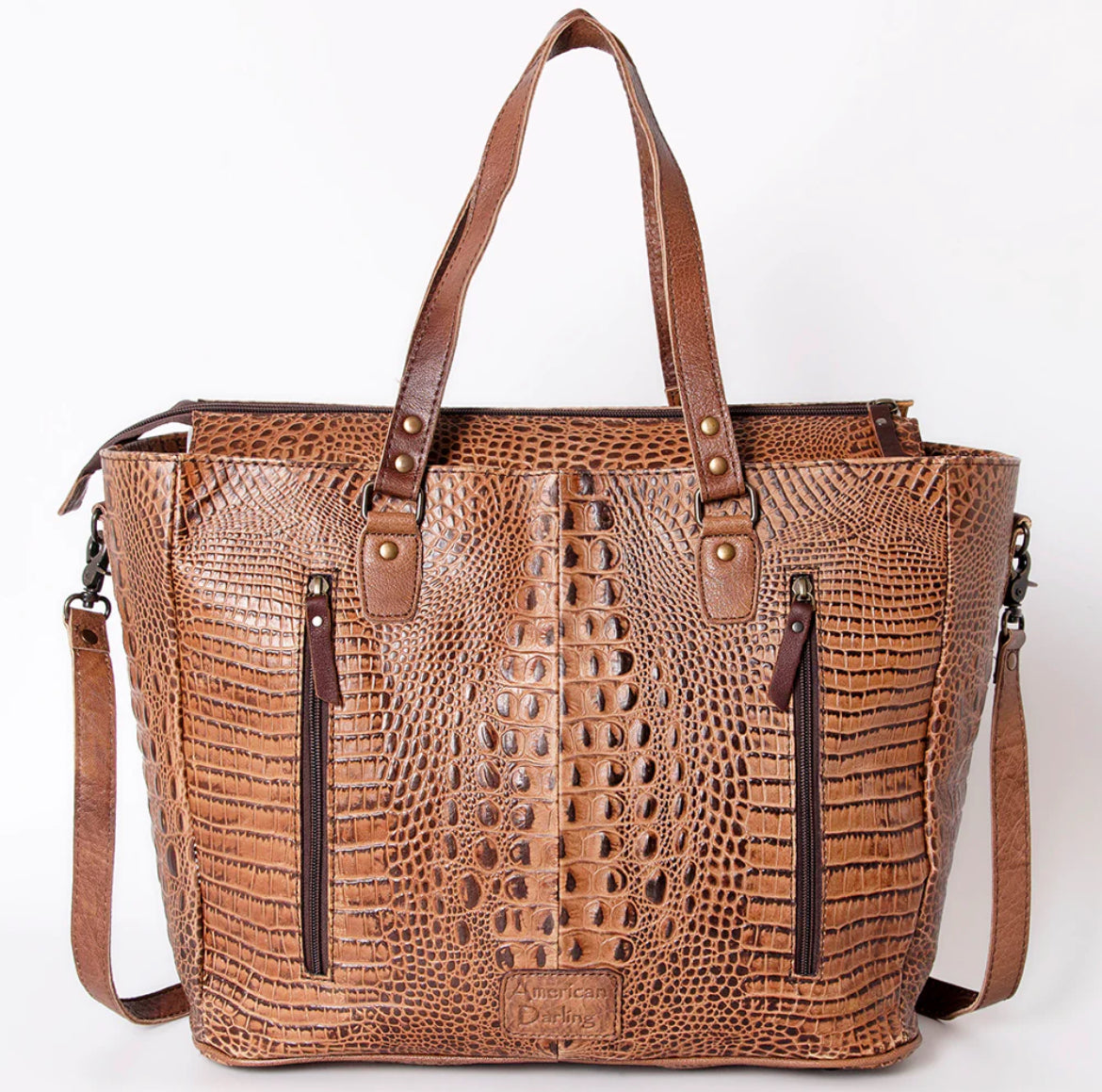 American Darling Crocodile Embossed Tote Briefcase Carry-on