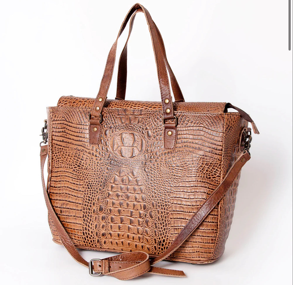 American Darling Crocodile Embossed Tote Briefcase Carry-on