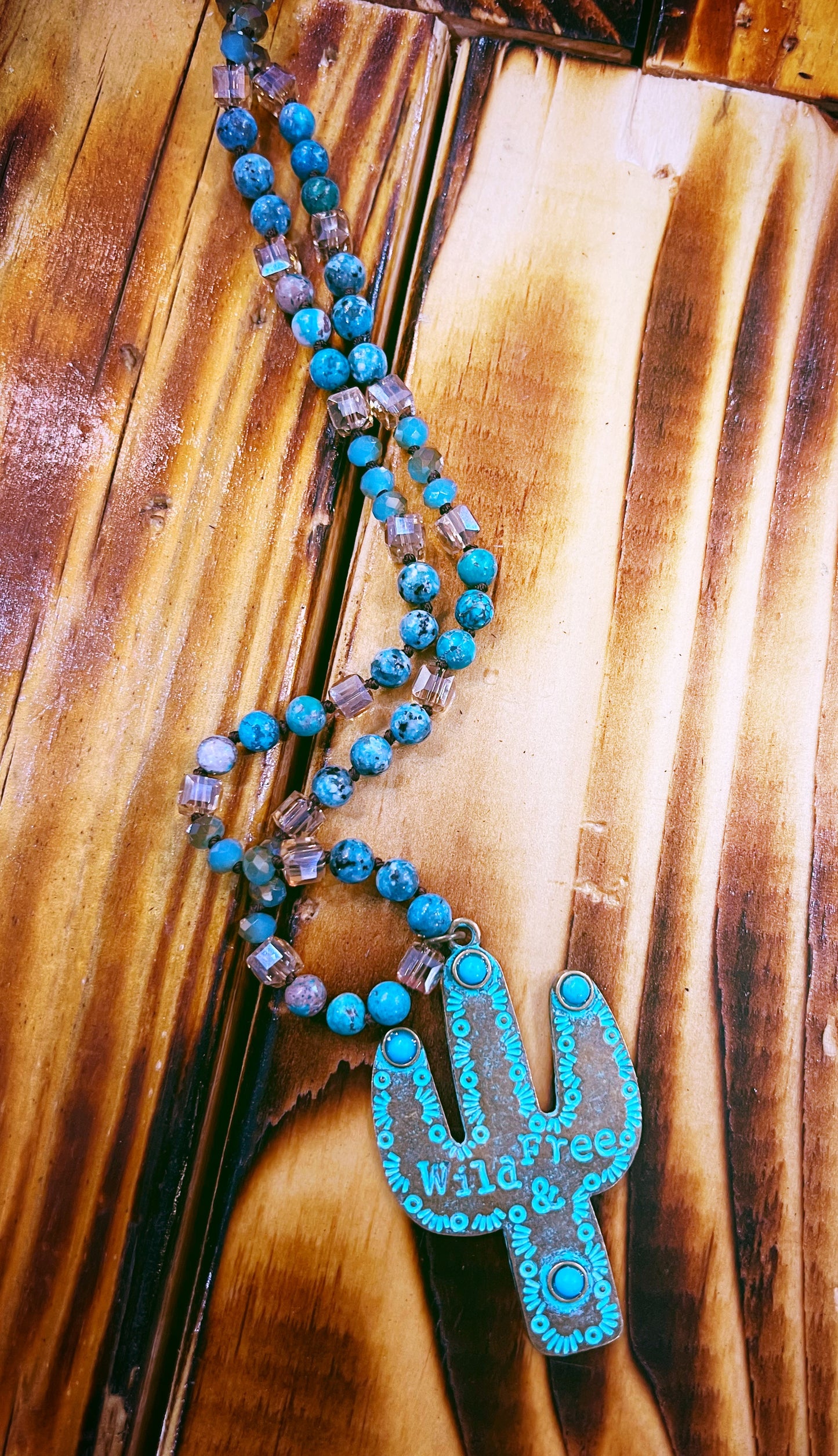 Long Beaded Necklace with Pendant