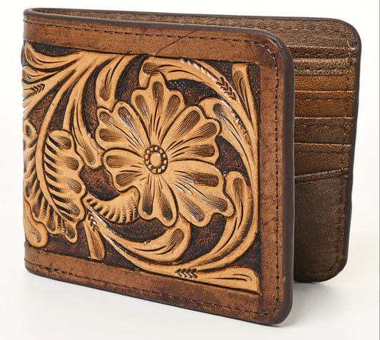 Tooled leather folding wallet by American Darling