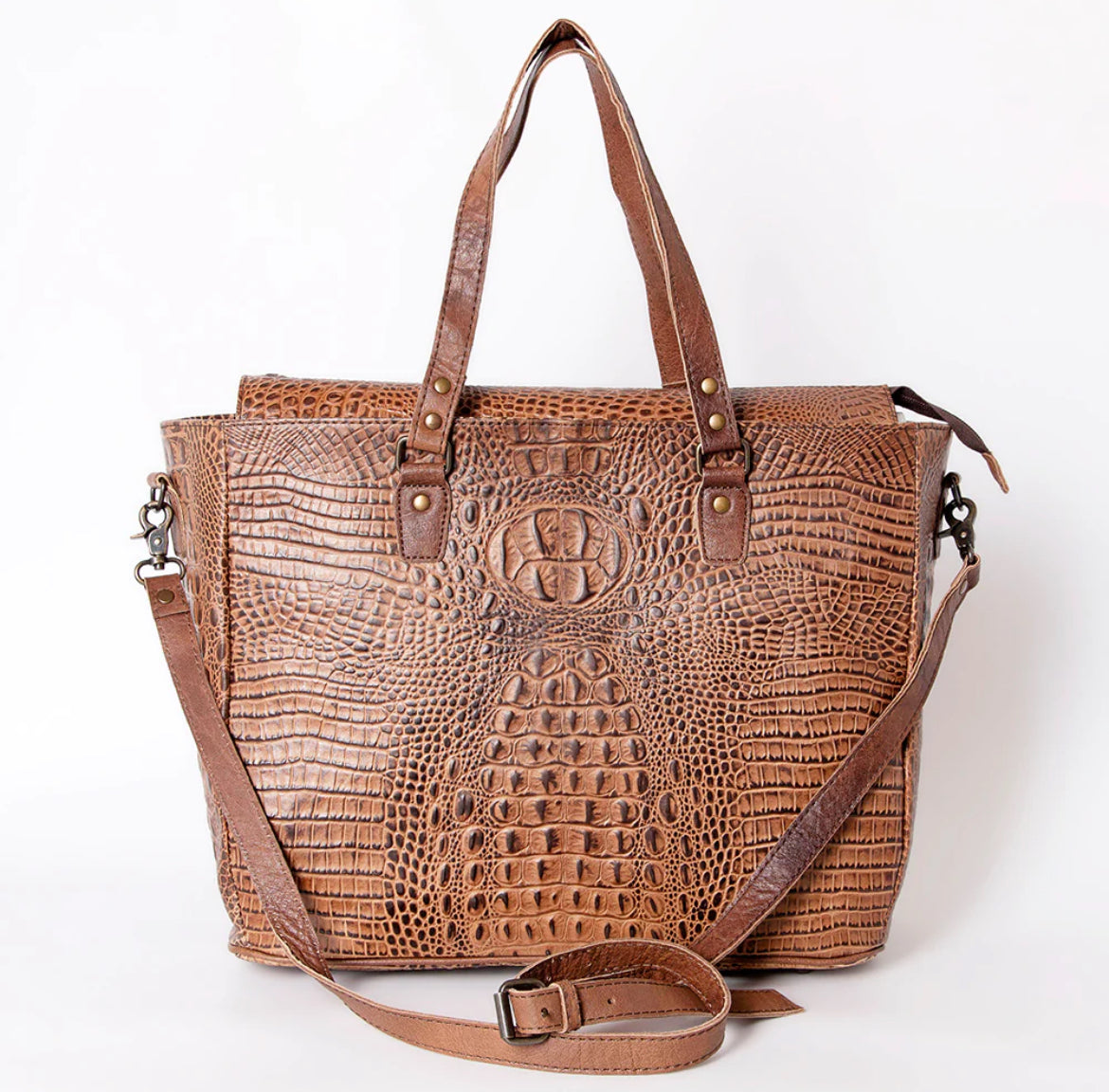 American Darling Crocodile Embossed Tote Briefcase Carry-on