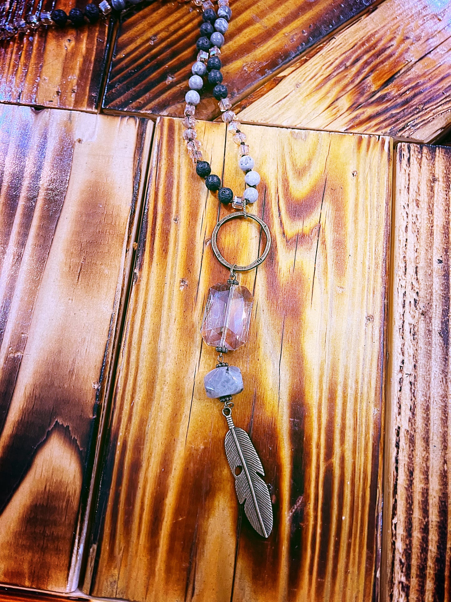 Long Beaded Necklace with Pendant