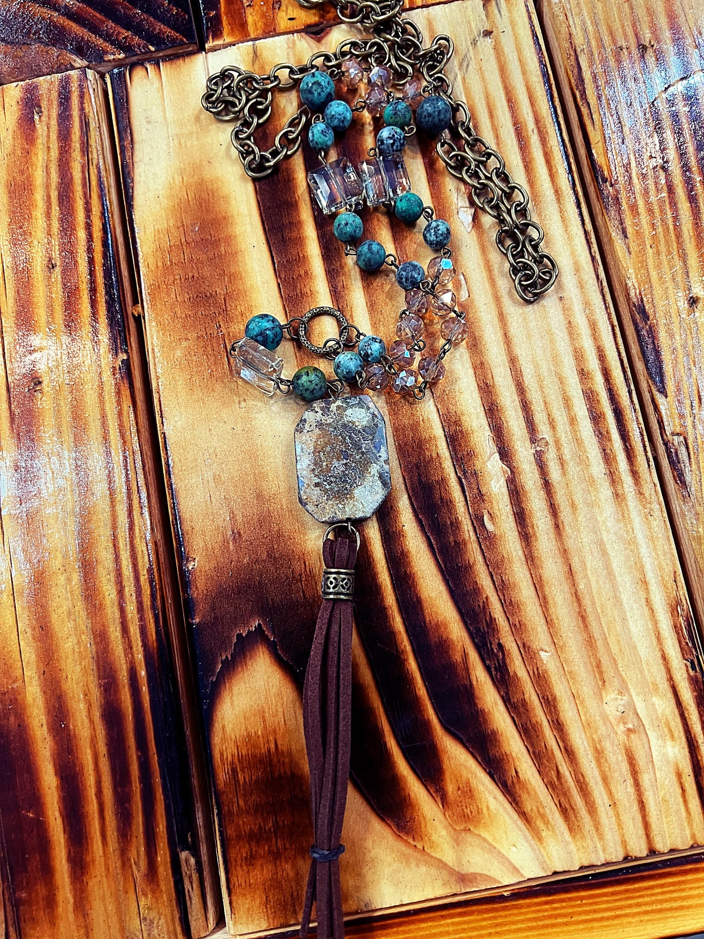 Long Beaded Necklace with Pendant