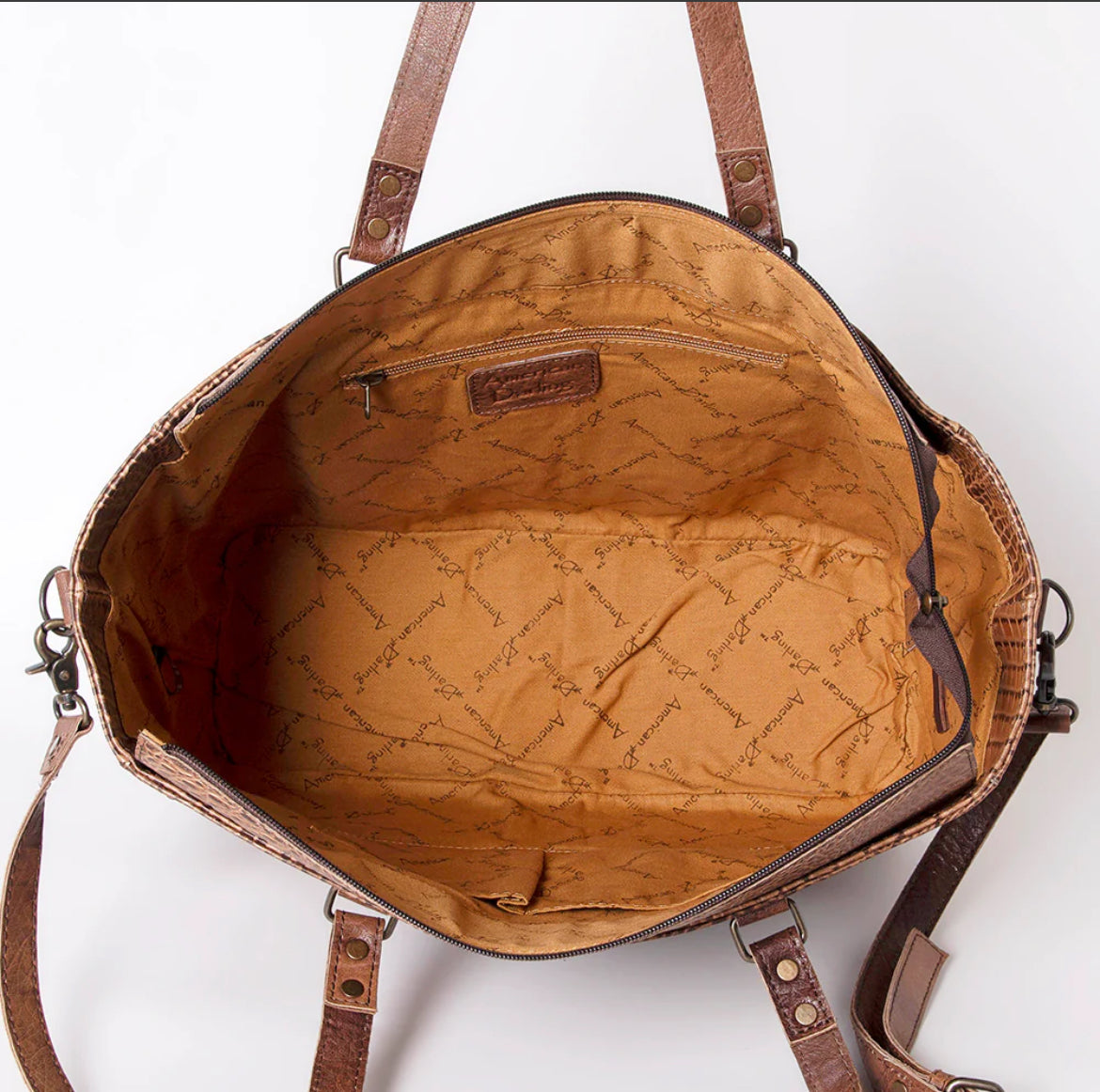 American Darling Crocodile Embossed Tote Briefcase Carry-on