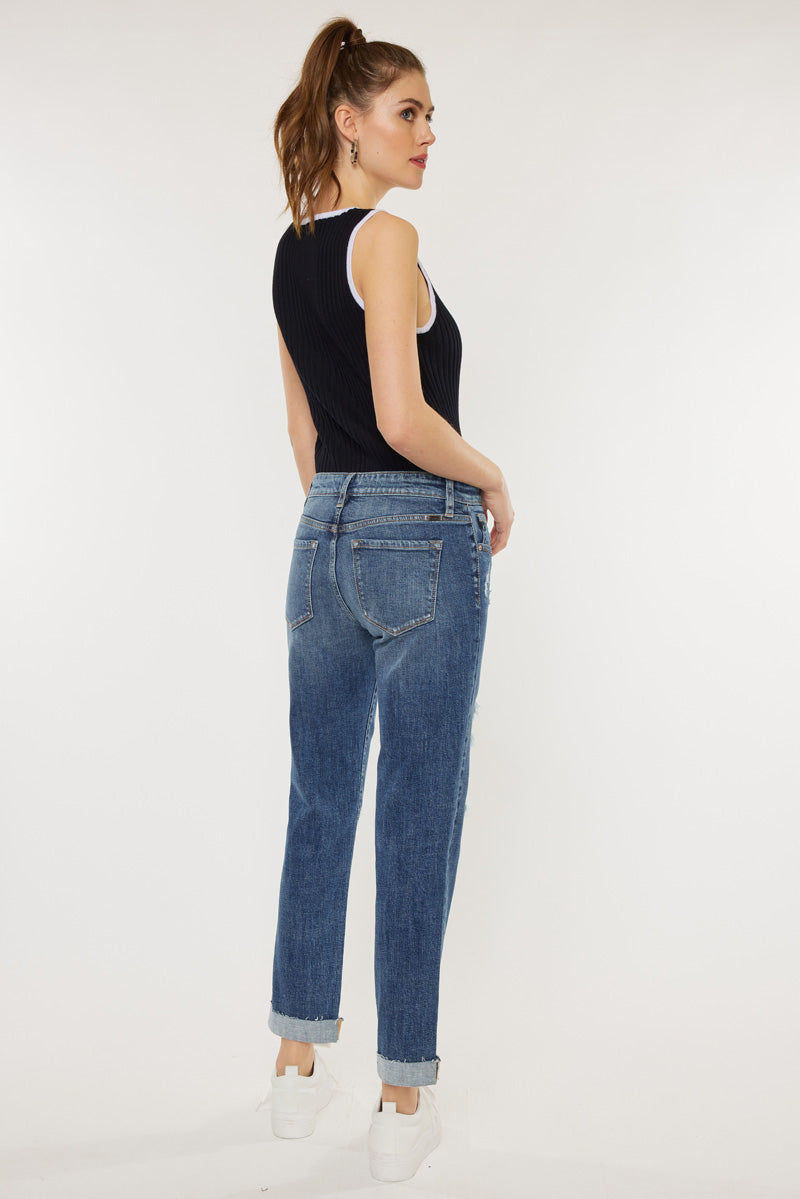 KanCan NINA MID RISE SLIM BOYFRIEND JEANS