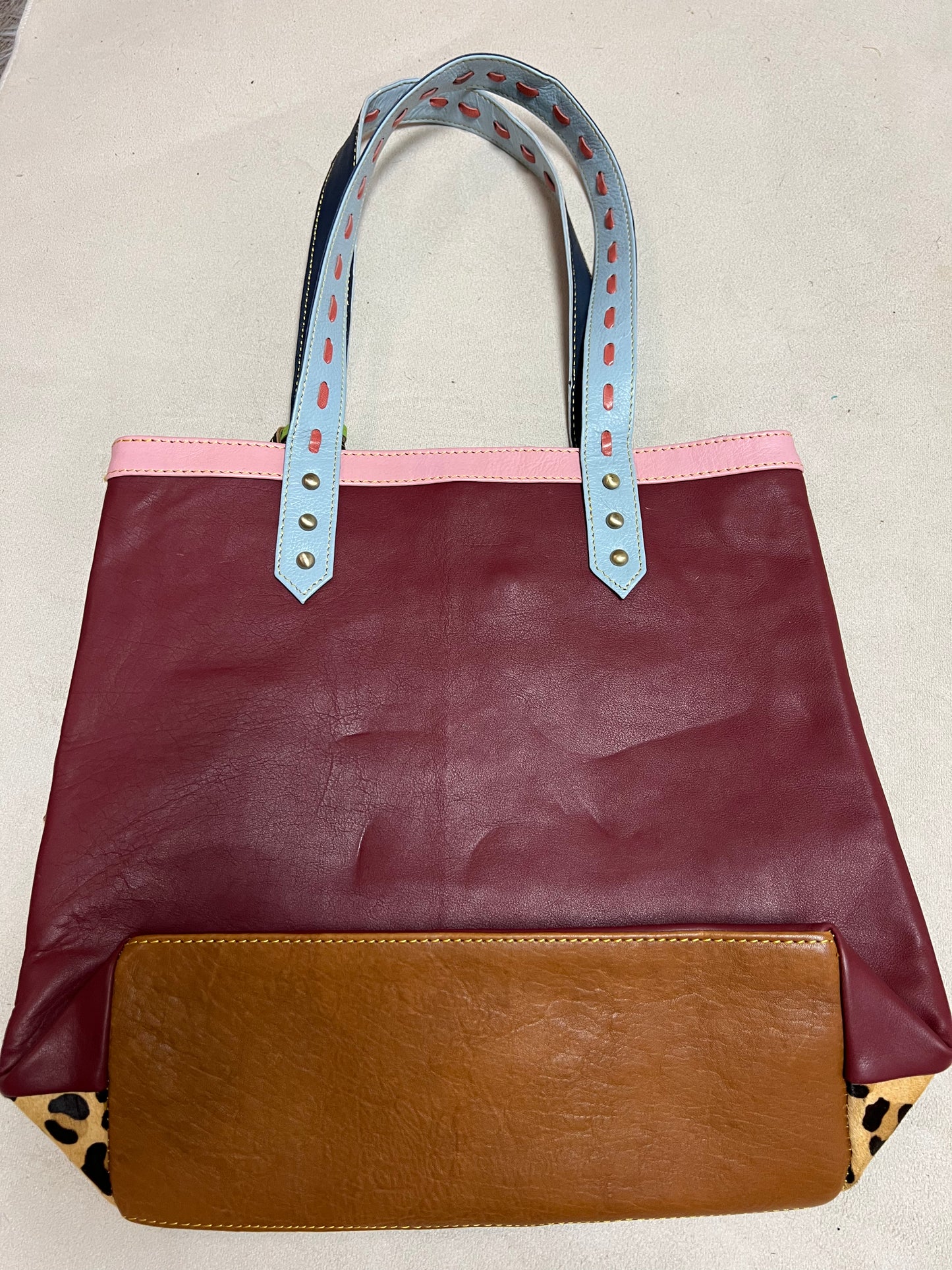 Leopard purple strap tote