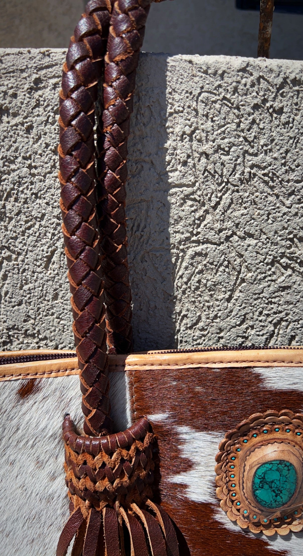 American Darling Genuine Cowhide Braided  Leather Purse Tote