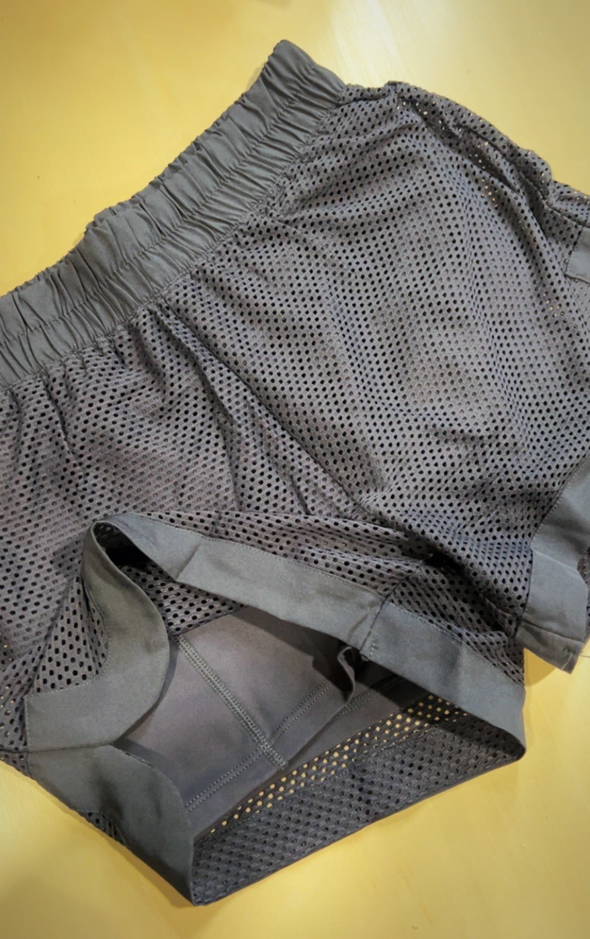 Perforated Mesh Lined Active Shorts Charcoal