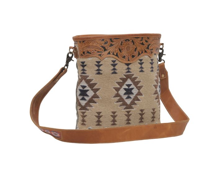 Myra Traditional Aztec tooled bag messenger
