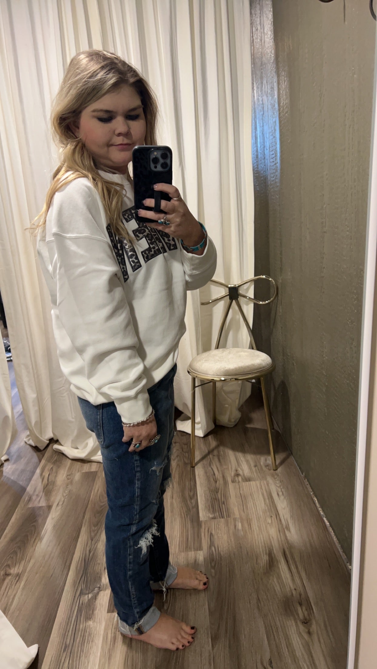 Leopard amen sweat shirt