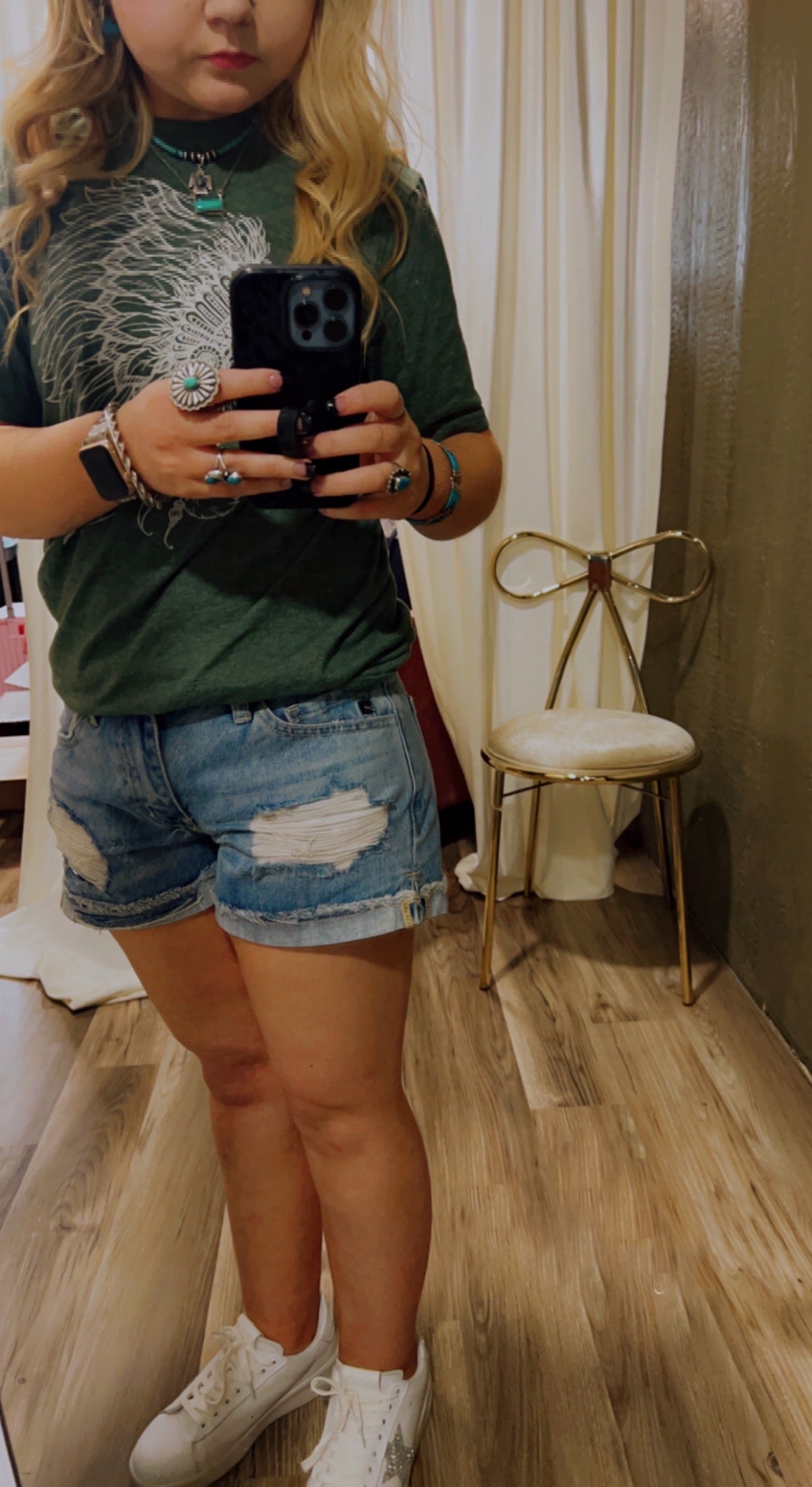 KanCan Cuffed Fray Hem Shorts Mid Rise