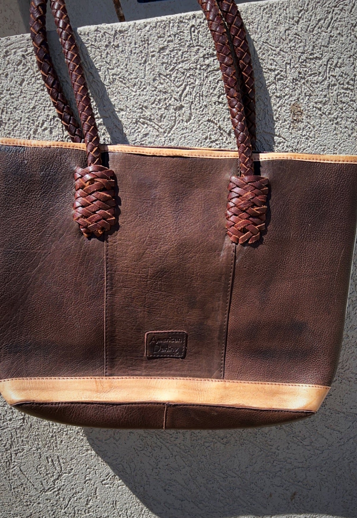 American Darling Genuine Cowhide Braided  Leather Purse Tote