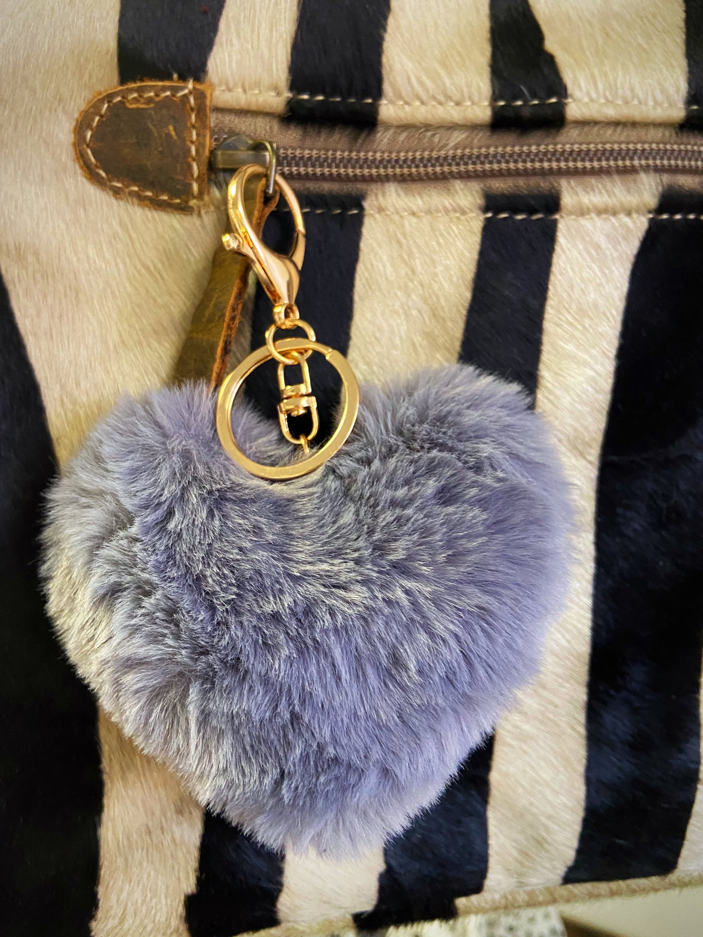 Heart fuzzy keychain