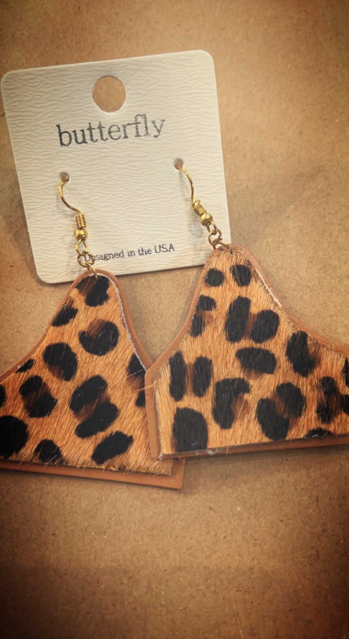 Cowhide ear tag earrings