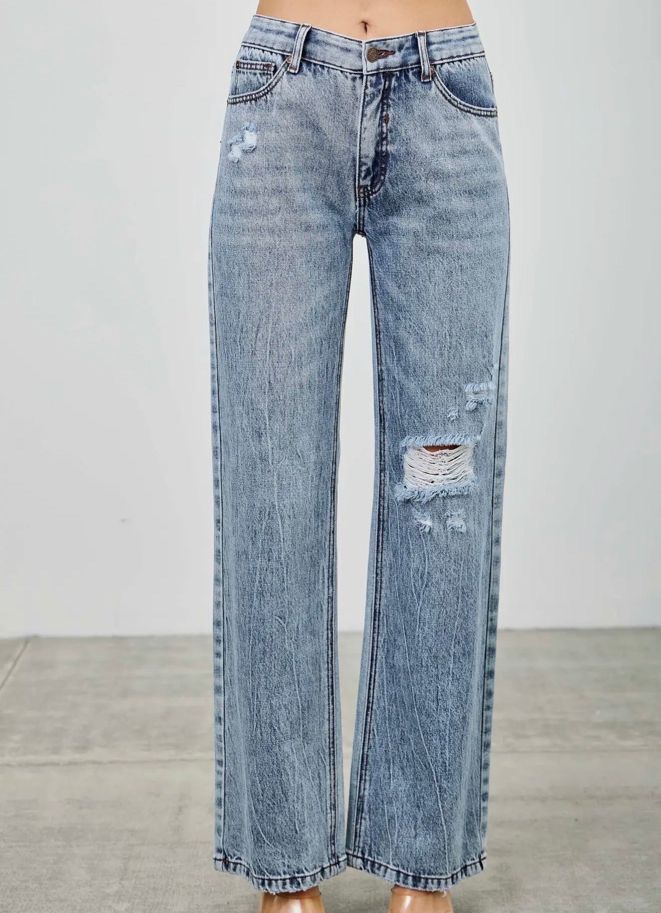 Saige Tummy Control Panel Distressed Jeans