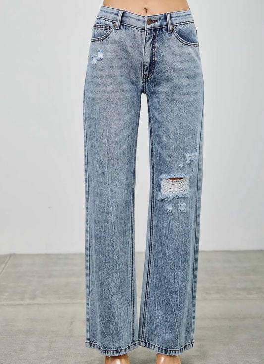 Saige Tummy Control Panel Distressed Jeans