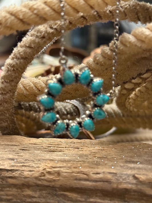 Sterling Silver Handmade Kingman Turquoise Eternity Necklace