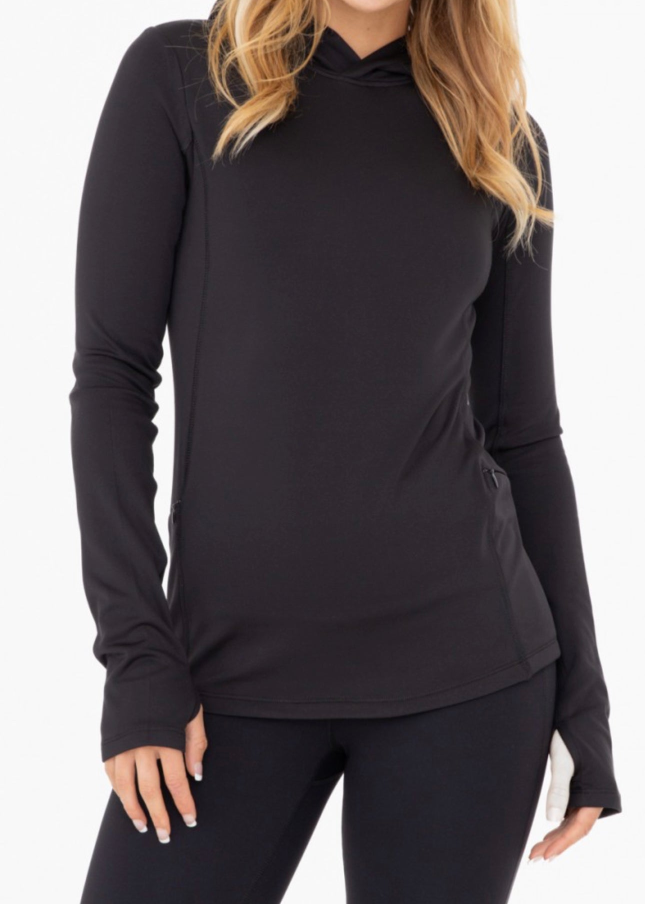 Brushed Slim Fit Active Top with Hood