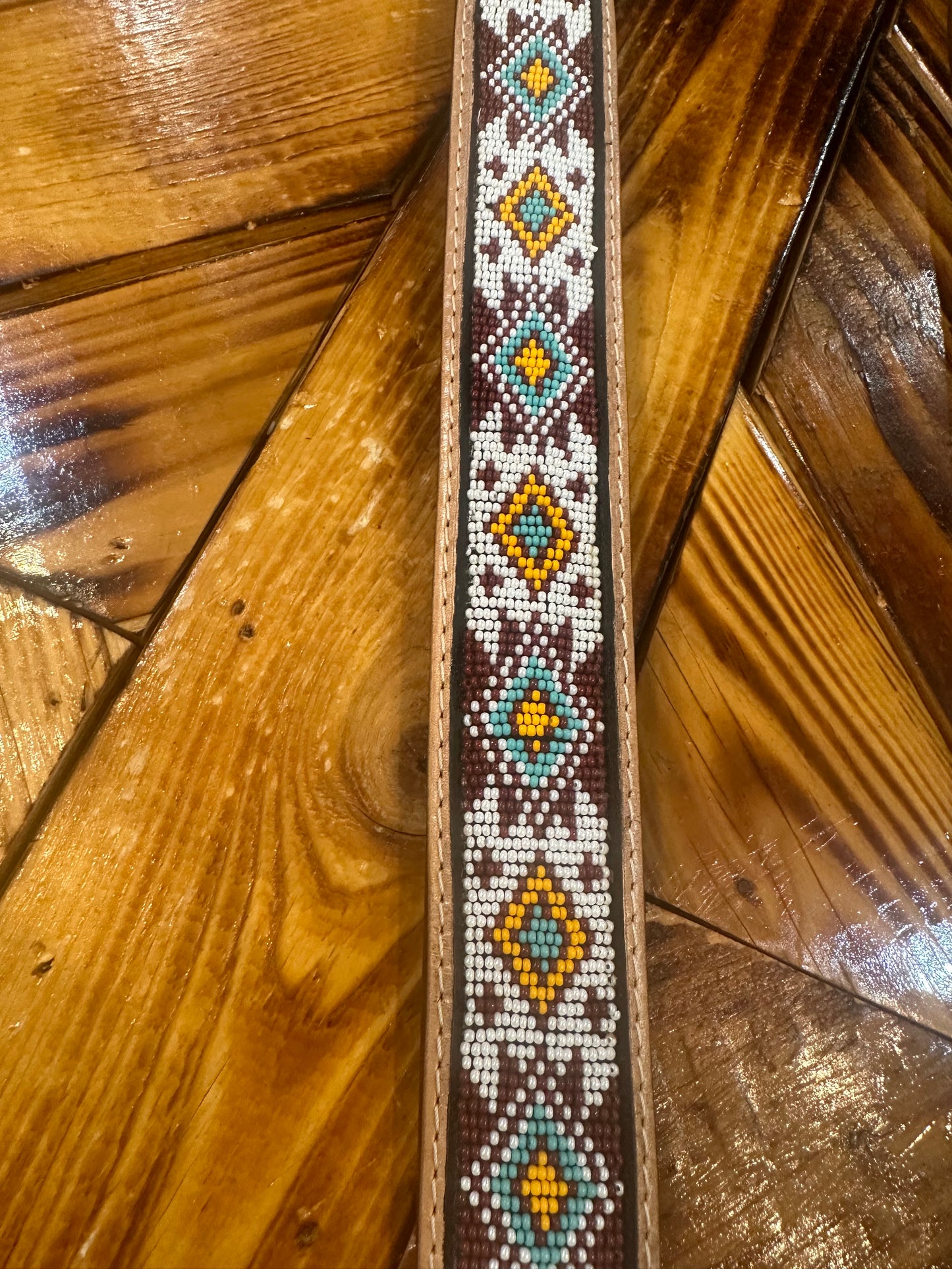 Genuine Tooled Leather Beaded Dog Collars