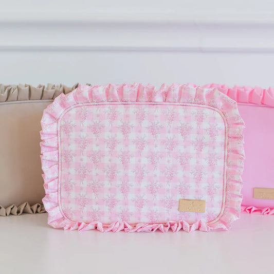 HOLLIS RUFFLED NYLON XL POUCH (monogram available)