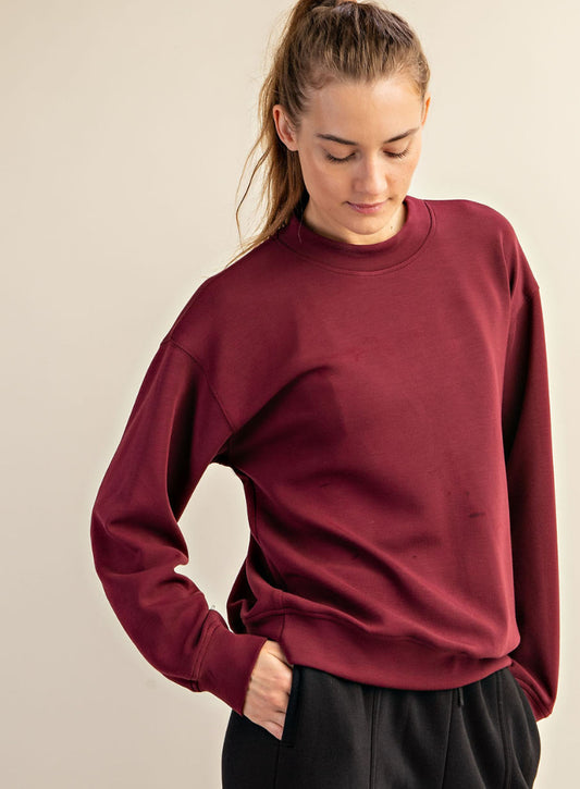 MODAL POLY SPAN SCUBA MOCK NECK PULLOVER