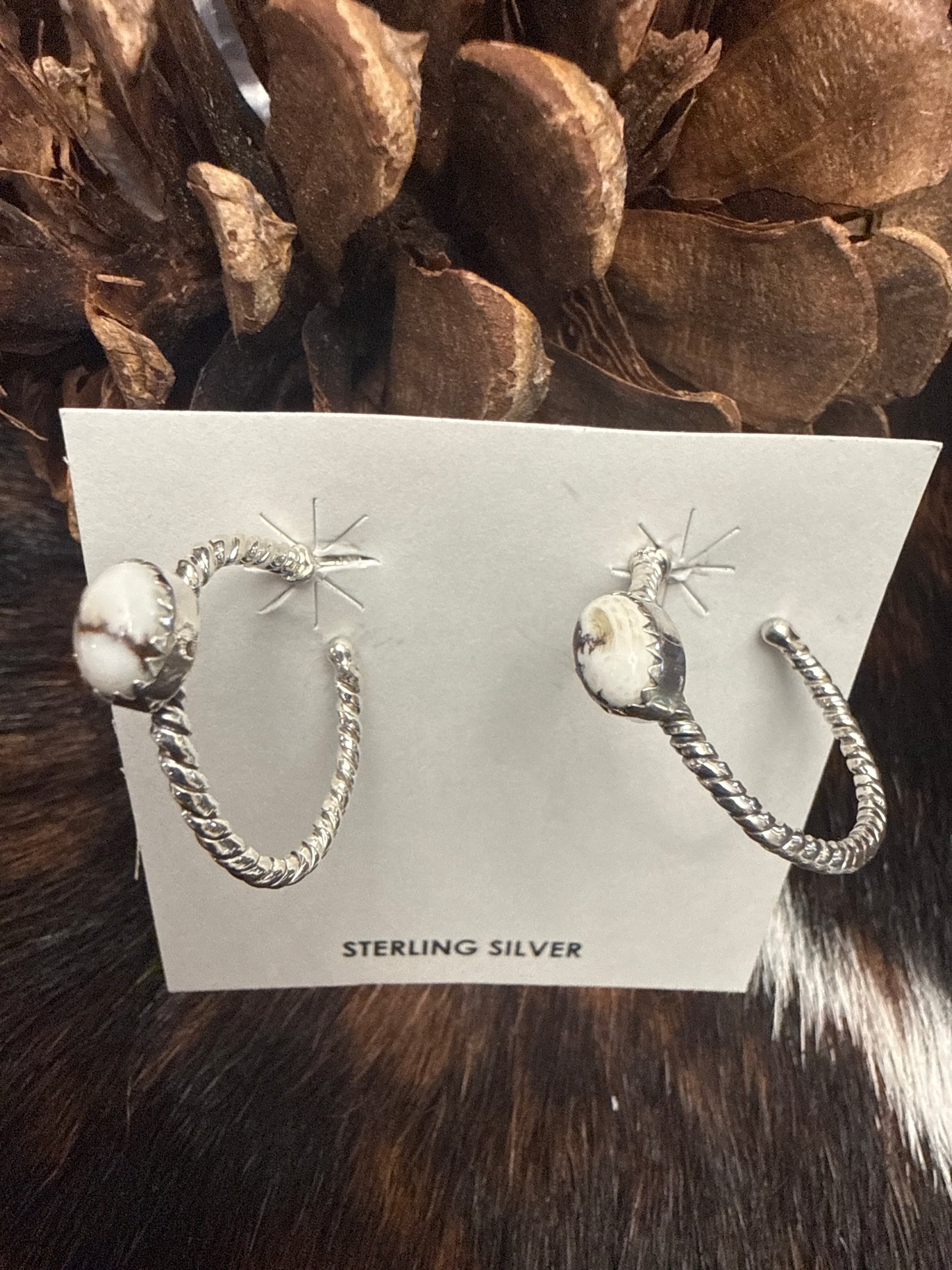 Sterling Silver Handmade Wild Horse Hoop Earrings