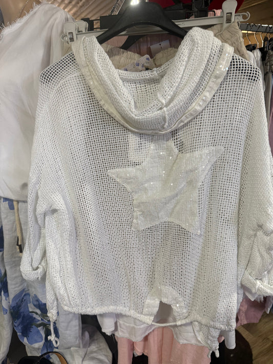 Marisima Made in Italy Star Sequin Fishnet Cardigan (Copy)