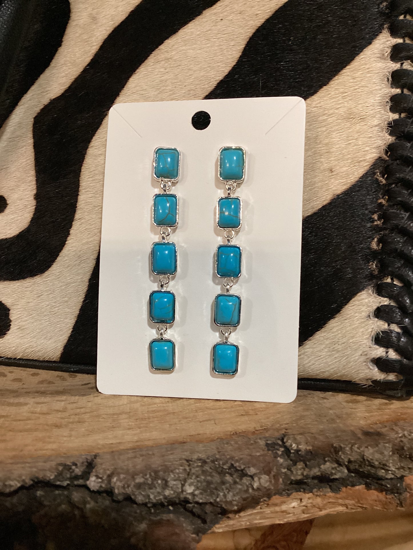 5 Stone Faux Turquoise Earrings