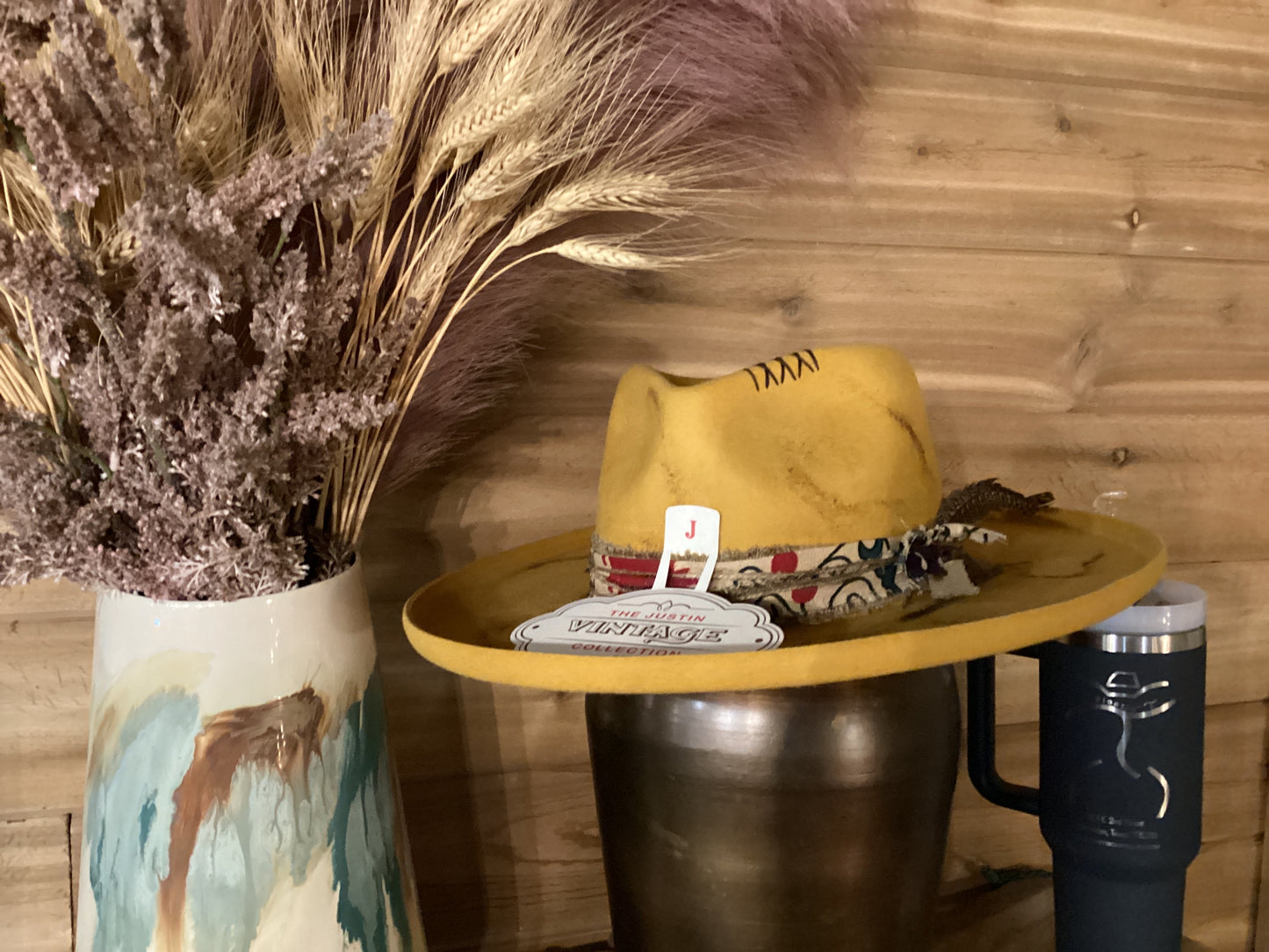 Justin Red Vintage Flat Brim Hat