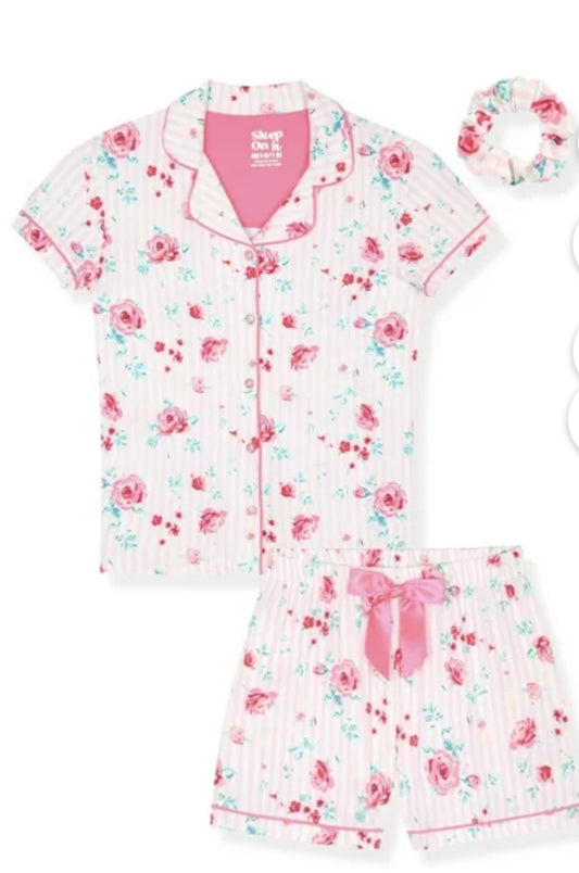 Sleep On It Girls Pajama Set with Scrunchie, 2-Piece
