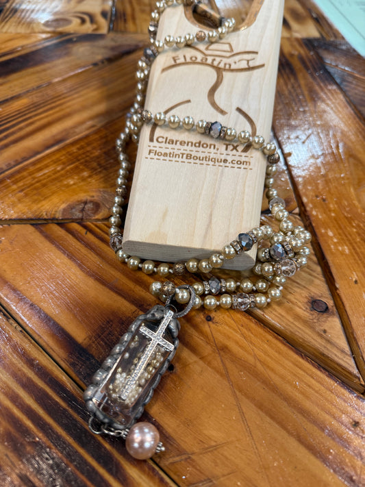 REMARKABLE Bead Crystal High End Drop Necklace Art by Amy