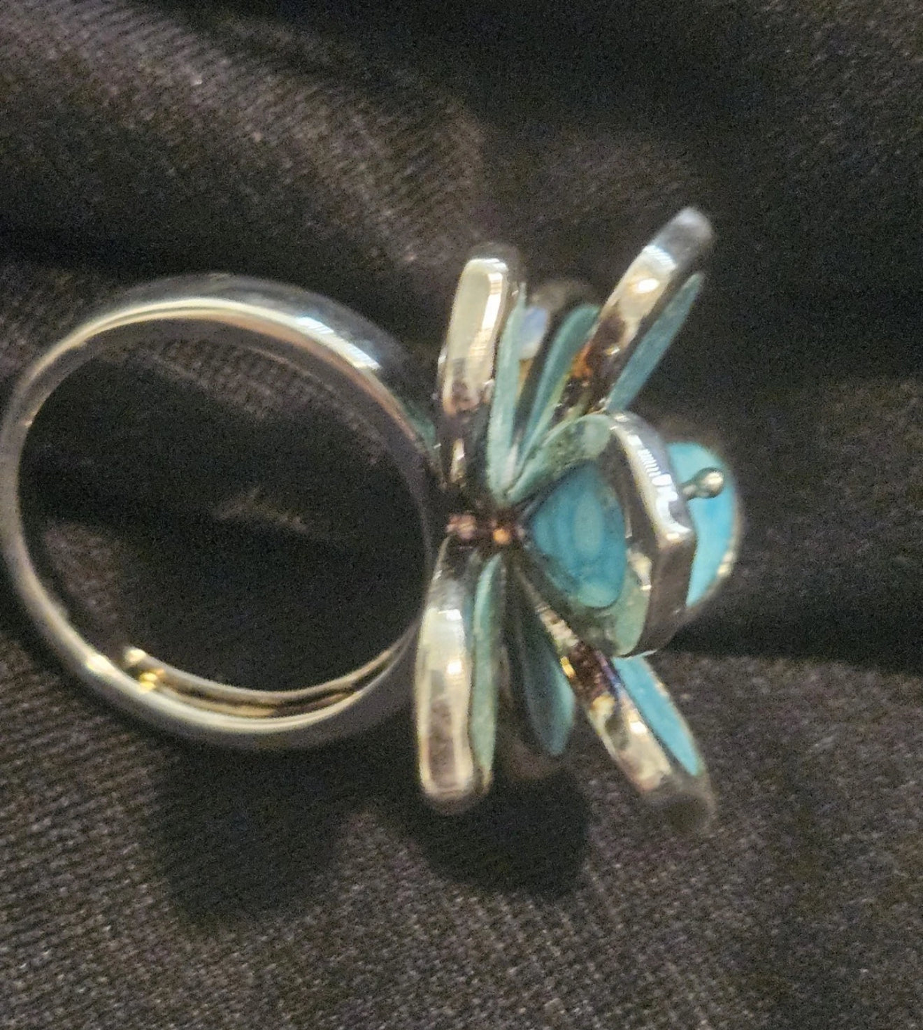 Native American Navajo Cabochon Blue Kingmen Turquoise Ring Sterling Silver Size 6.5