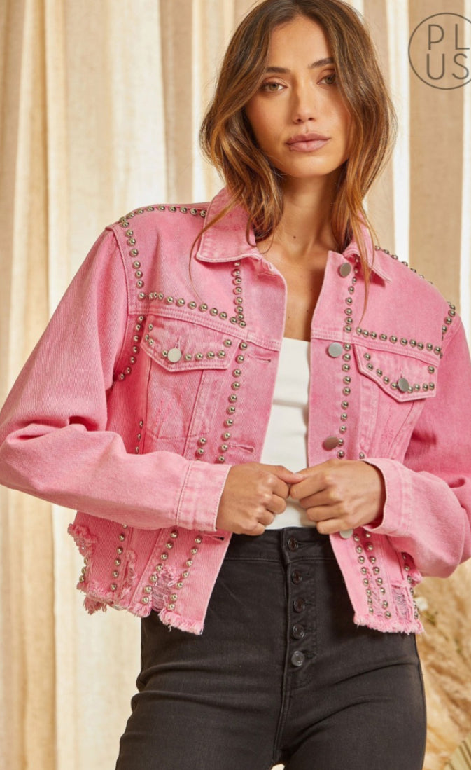 Savanna Jane Andree’ Washed Cotton Jacket with Studs