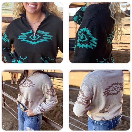 Calhoun Aztec 3/4 Zip Pullover multiple color choices