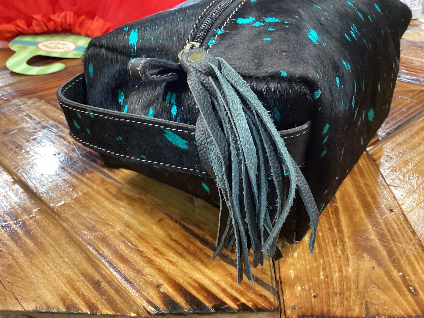 Genuine Leather Cowhide Cosmetic Bag