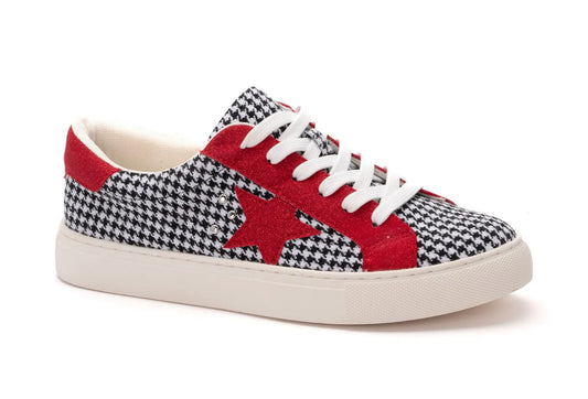 Corkys Hey Girl Supernova Houndstooth Red Glitter Sneakers