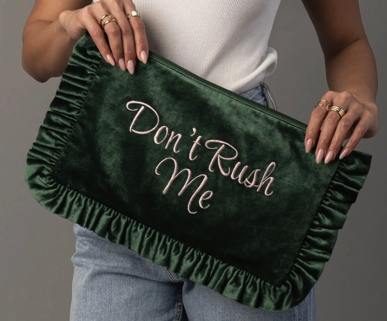 Velvet Ruffle Travel Pouch