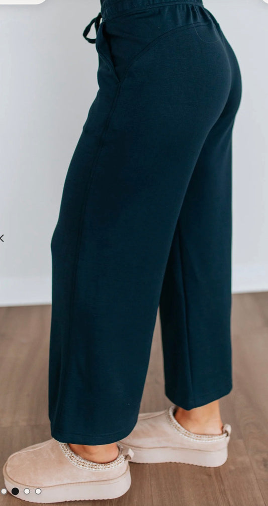 Modal Poly Cropped Wide Pants