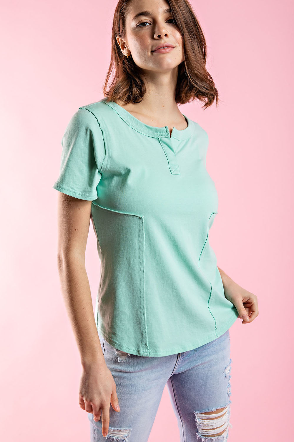 RAE MODE - WASHED COTTON SHORT SLEEVE TOP