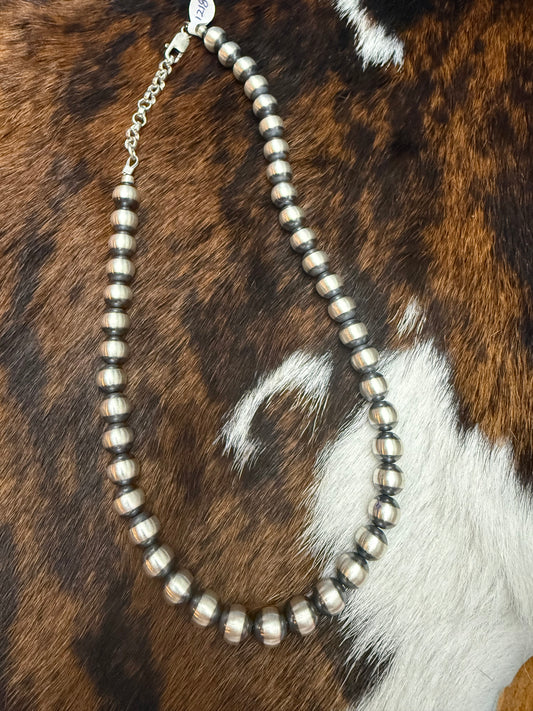10mm 18” Navajo Sterling Silver Beads