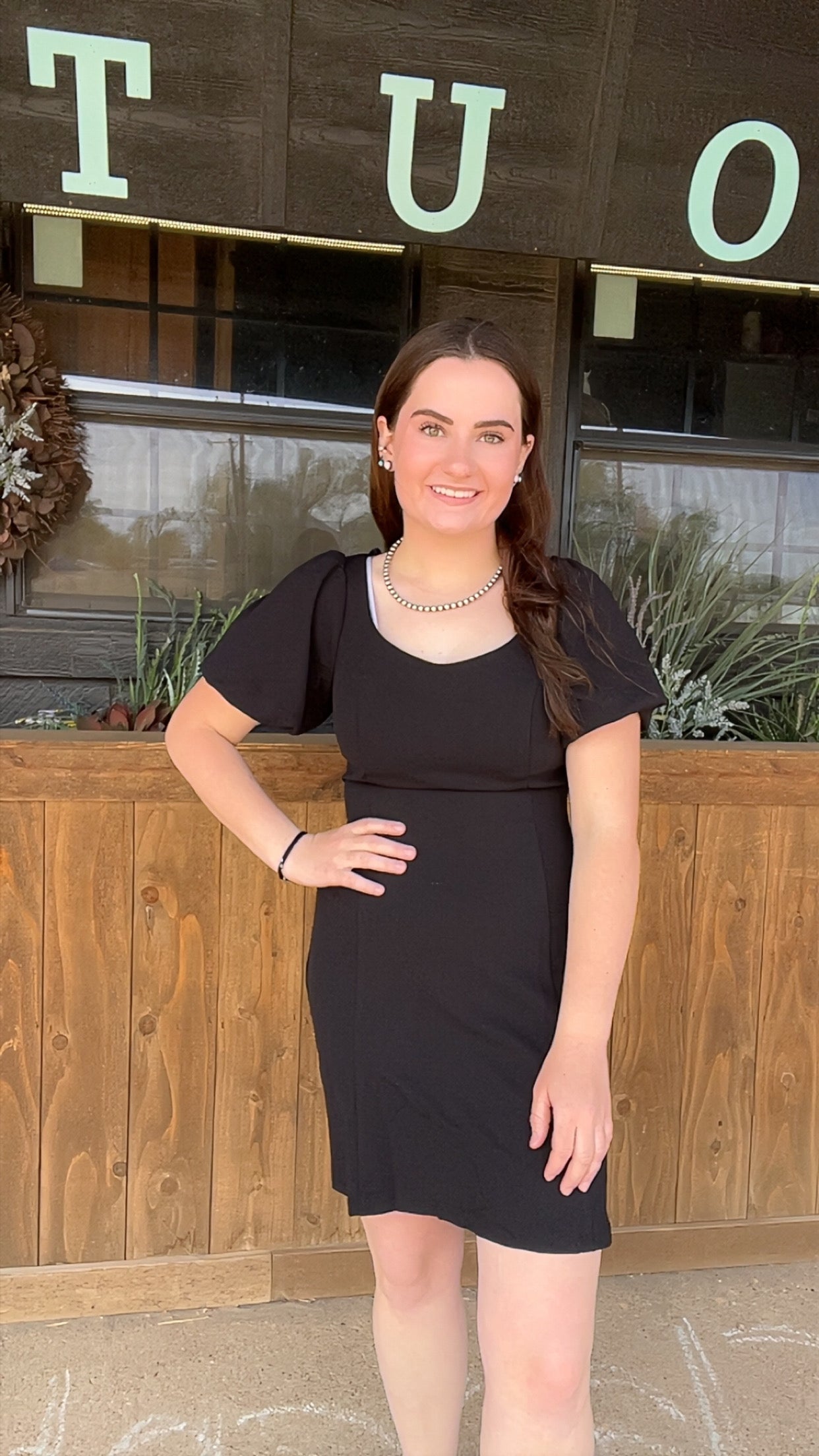 Black Puff Sleeve Square Neck Dress