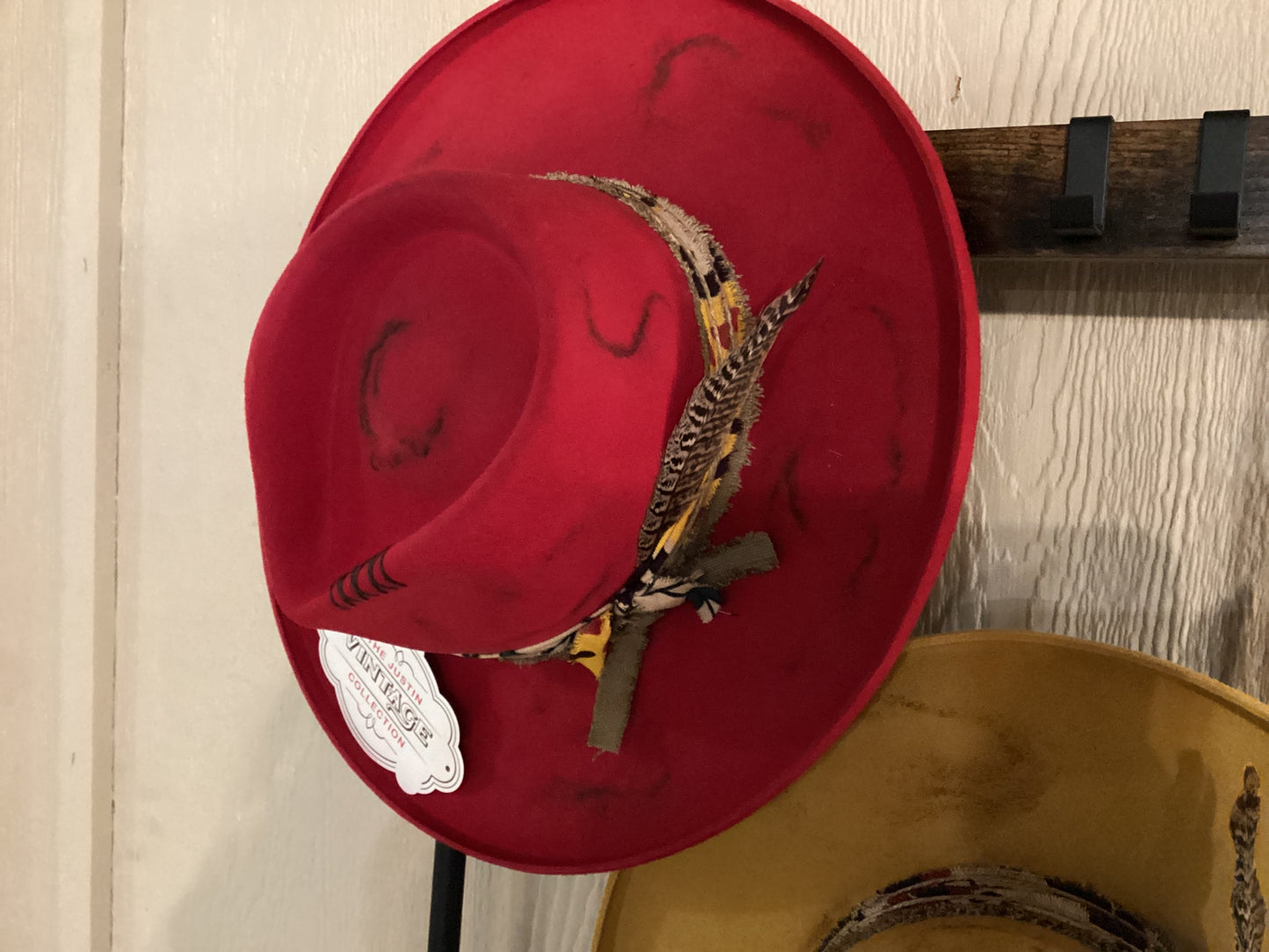 Justin Red Vintage Flat Brim Hat