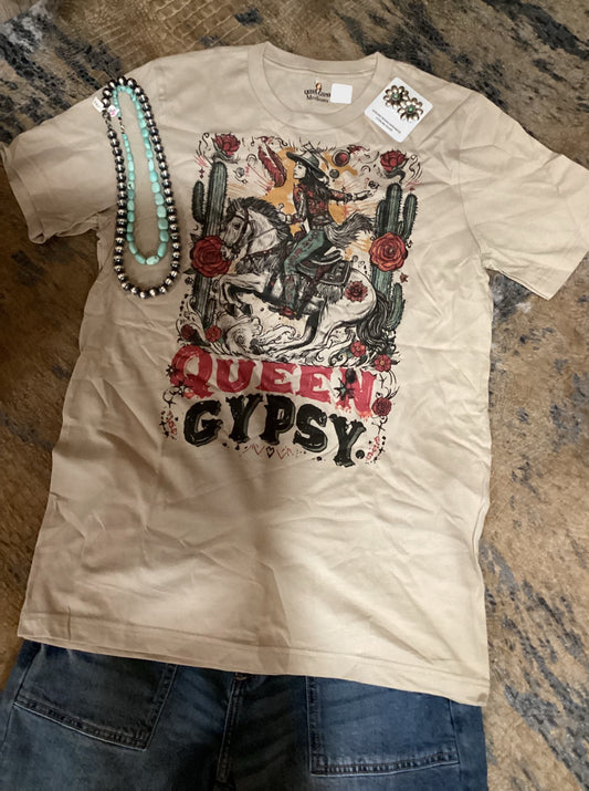 Queen Gypsy Cowgirl Rose Cactus Tee Shirt