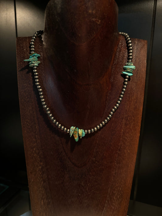 Authentic Navajo Pearl and Turquoise Stone Necklace
